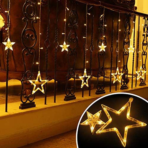 12 Stars 138 LED Star String Lights with Timer, Warm White O865