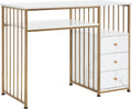 BarberPub Manicure Table Marbling Texture Nail Desk with Storage Drawers Home Salon Spa Equipment 2407