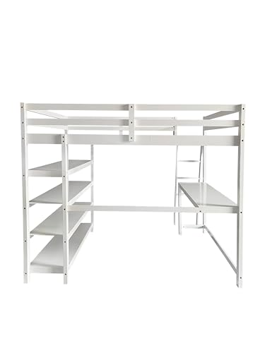 Queen Size Murphy Bed with Desk & Charging Station, White K505073