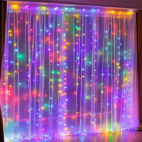 Dazzle Bright 300 LED Curtain Lights, Warm White, Plug in for Bedroom & Outdoor Decor X62406