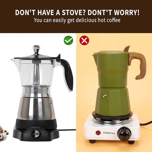 Cuban Coffee Maker 6 Cup Electric Espresso Moka Pot with Detachable Base R8099
