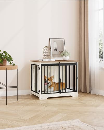 Dog Crate Furniture with Barn Door for Small Medium Dogs, Rustic Brown P911