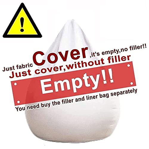 7ft Soft Fluffy Giant Fur Bean Bag Chair Cover for Adult, Round Lazy Sofa Bed Cover, Color C E82828