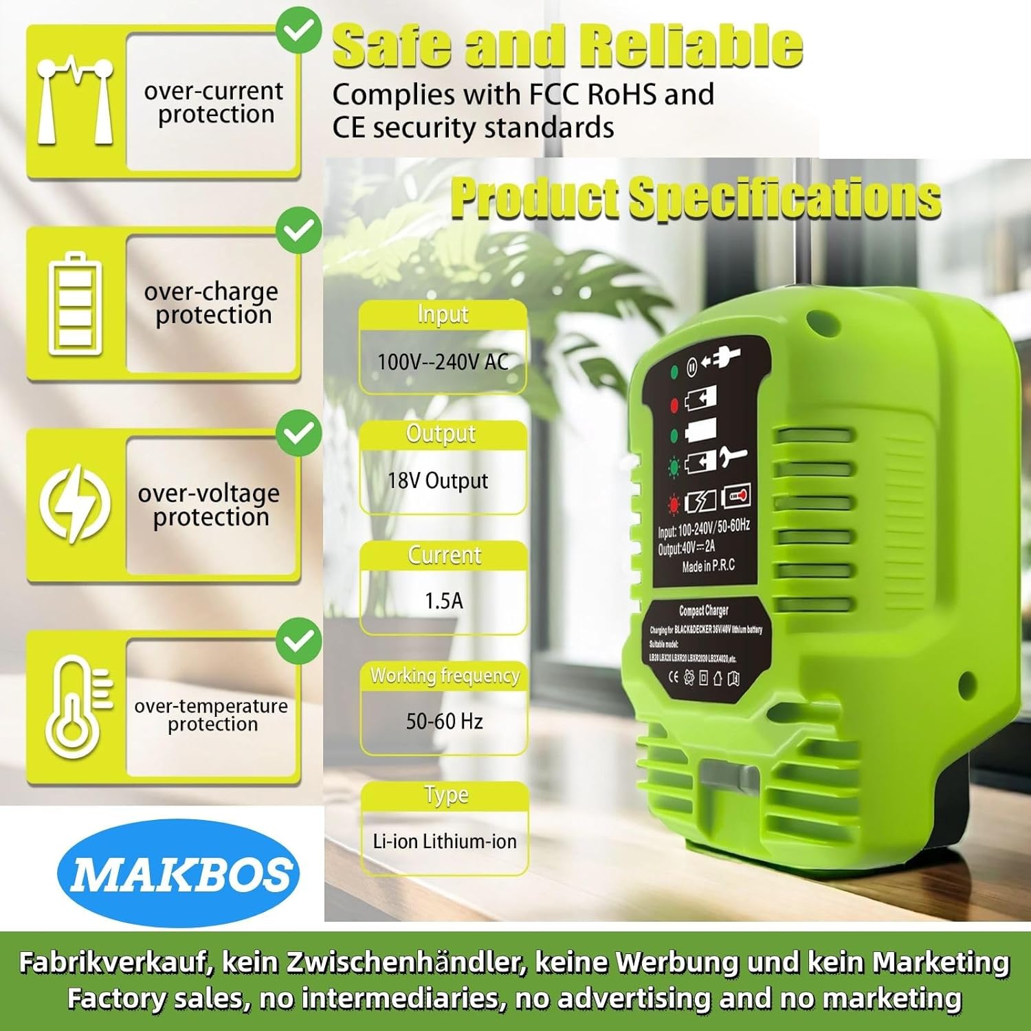 Ryobi 40V Battery Charger OP401 Compatible OP4040 OP4050 OP4050A OP40601 OP4026 A743