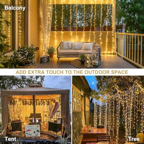 JMEXSUSS 300 LED Remote Control Christmas Curtain Lights, Warm White V64841