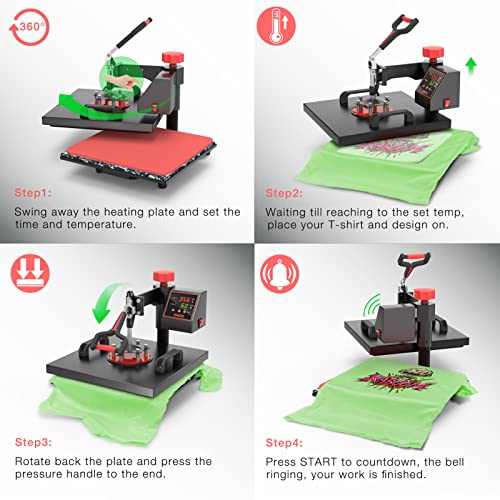 Heat Press Machine 5 in 1 Combo 12 x 15 Inch 360-Degree Swing Away Digital X56293