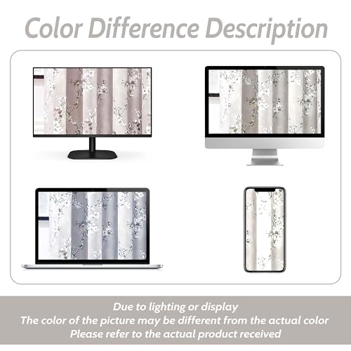 DriftAway Floral Pencil Sketch Blackout Curtains 2 Panels 52x84 Inch Gray White H115