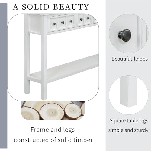 YUNLife Sideboard Console Table with 2 Drawers and Bottom Shelf O3573