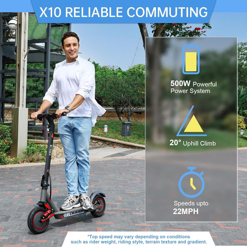 X10 Electric Scooter for Adults, 10" Solid Tire, 500W Motor, Folding Commuting Scooter P79382