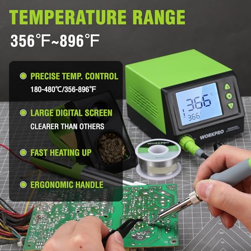 WORKPRO Soldering Station 60W Digital Display Soldering Iron Kit with 5 Extra Tips R91490