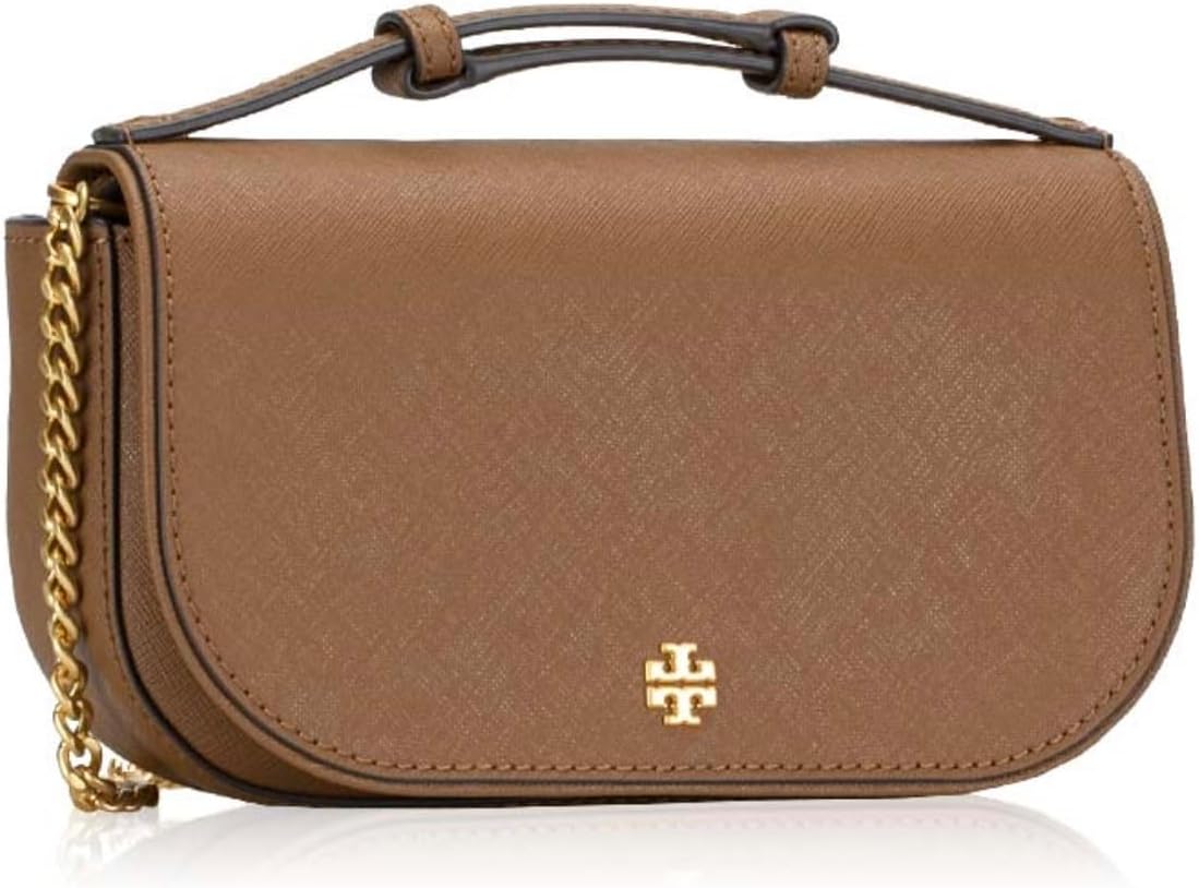 Tory Burch Emerson Top Handle Women's Saffiano Leather Crossbody Bag (Moose)