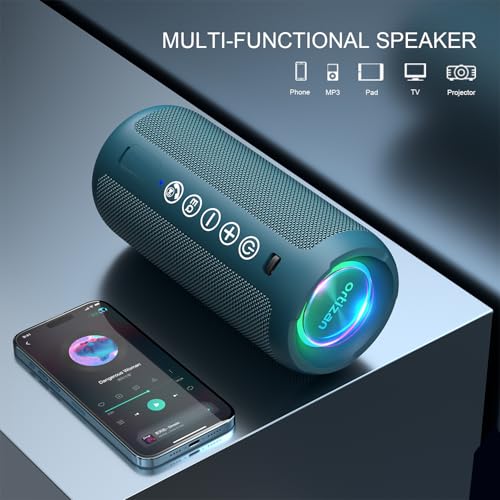 Ortizan Portable Bluetooth Speaker IPX7 Waterproof 24W Loud Sound, Black J77282
