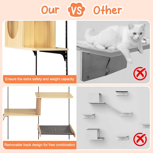 COZIWOW Wall-Mounted Cat Climber 25-Piece Set with Shelves, House & Scratching Board W367631