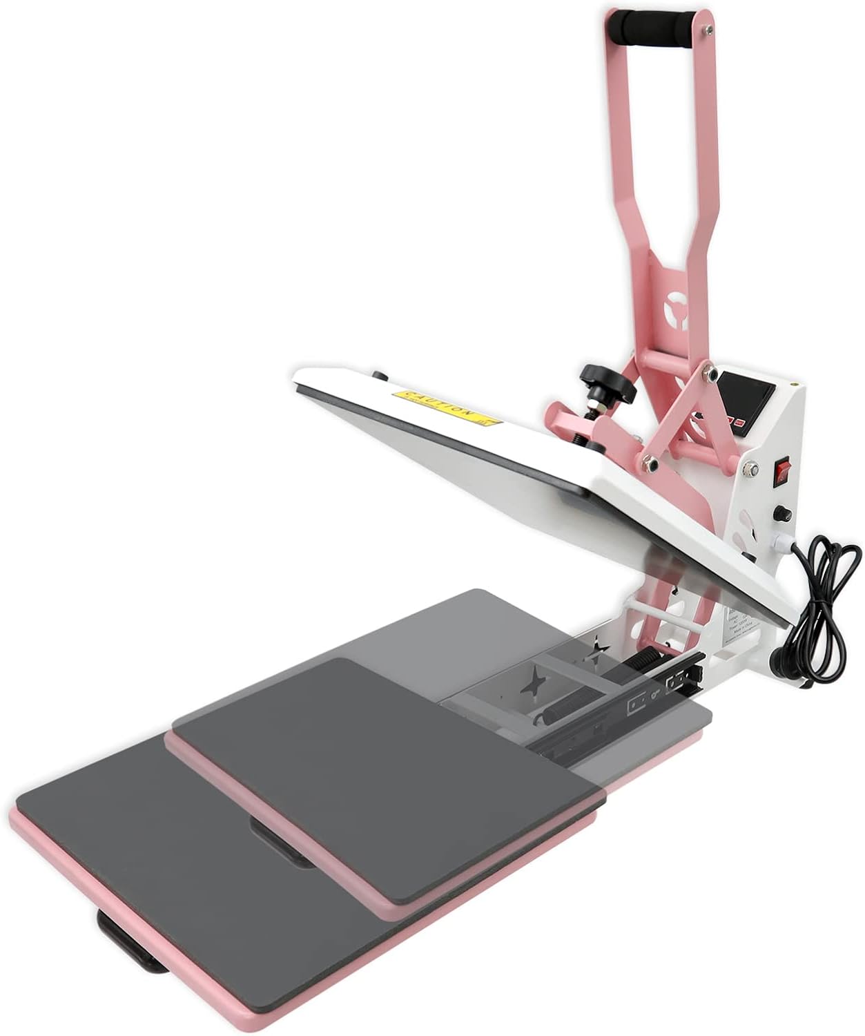 BetterSub Heat Press 15x15 inch Digital Heat Press Machine, Slide out Industrial Quality T-Shirt Heat Transfer Machine Pink White