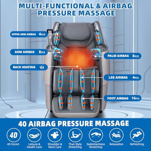 Full Body Massage Chair with Zero Gravity AI Voice Control SL Track Black L565041