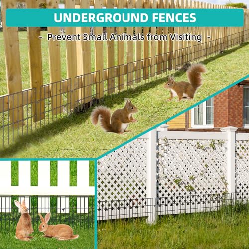 Animal Barrier Fence, 25 Panels, 17in x 27ft, Rustproof Metal Garden Fence G247