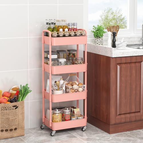 Sywhitta 3-Tier Plastic Rolling Utility Cart with Handle, Black F220270