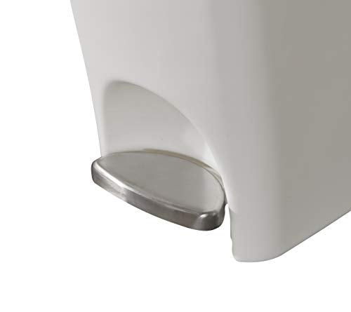 Rubbermaid Step On Lid Slim Plastic Trash Can, 11.3 Gallon, White O8305