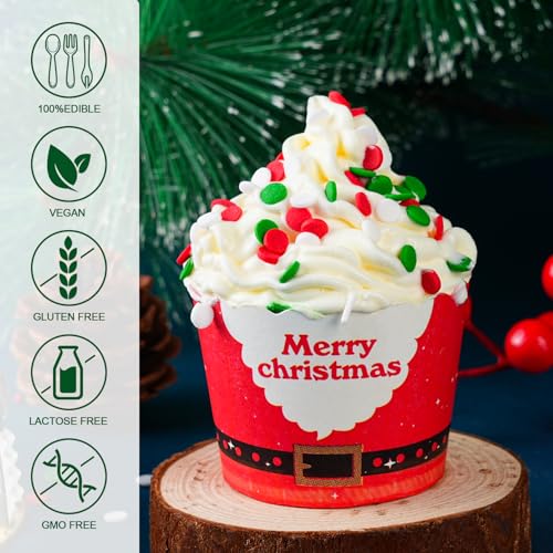 Christmas Sprinkles Bulk 1 lb - Red White Green Round Baking Toppings O347849