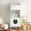 Litter Box Enclosure with Storage Shelves and Cabinet, White Wooden Hidden Cat Litter Box Furniture Industrial Indoor Cat House Washroom Pet Crate,Anti Tipping Design,Suitable for All Cats