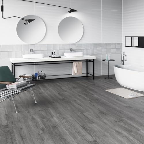 Self Adhesive Vinyl Flooring Planks Wood Effect Waterproof Grey 36pcs U963416