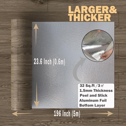 Oxdigi Peel and Stick Vinyl Flooring Roll 23"x393" Waterproof Wood Plank U1250