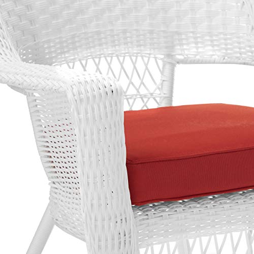 Jeco Wicker Chair with Red Cushion, Set of 2, Espresso D528
