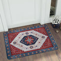 Boho Rug 2'x3' Small Entryway Rug Vintage Bath Mat Non Slip Washable Distressed Oriental Kitchen Throw Mat Low- Pile Floor Carpet for Indoor Front Entrance Bathroom Bedroom,Red/Multi