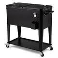 80 Quart Rolling Cooler Cart on Wheels, Portable Outdoor Patio Cooler, Ice Chest with Bottle Opener for Patio Party, Picnic, BBQ, Camping