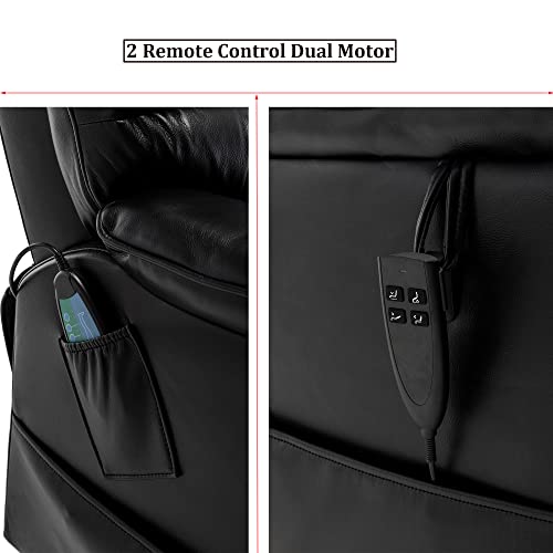 JULYFOX Lift Chair Lay Flat 400lbs Electric Recliner with Massage and Heat, PU Leather, Yellow B71450