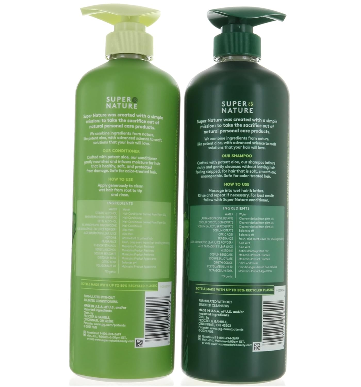 Super Nature Potent Aloe Moisture Shampoo and Conditioner, Sulfate-Free, 30 Fl Oz A72846