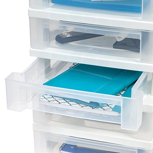 IRIS USA Plastic 10-Drawer Rolling Storage Cart with Wheels, White/Clear Y592371