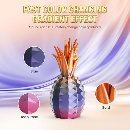FLASHFORGE Silk PLA 3D Printer Filament 1.75mm 1KG, Multicolored Gradient V83097