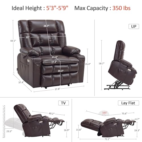 MCombo Dual Motor Power Lift Recliner Chair for Elderly with Heat and Massage, Black E570141