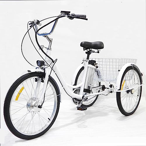 Electric Tricycle for Adults, 350W 36V Electric Trike Motorized Three Wheel Electric Bicycle, 3 Wheels Adult Electric Tricycle with Large Basket