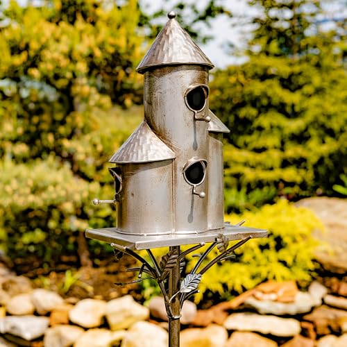 Large Copper Multi-Birdhouse Stakes for 4 Bird Families A740