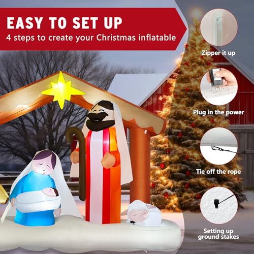 Danxilu 14FT Giant Christmas Inflatables Santa Claus with Wreath Built-in LED Lights M702884