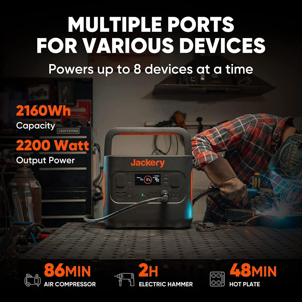 Jackery Explorer 2000 PRO Portable Power Station, 2160Wh, 2200W (Renewed) Z684