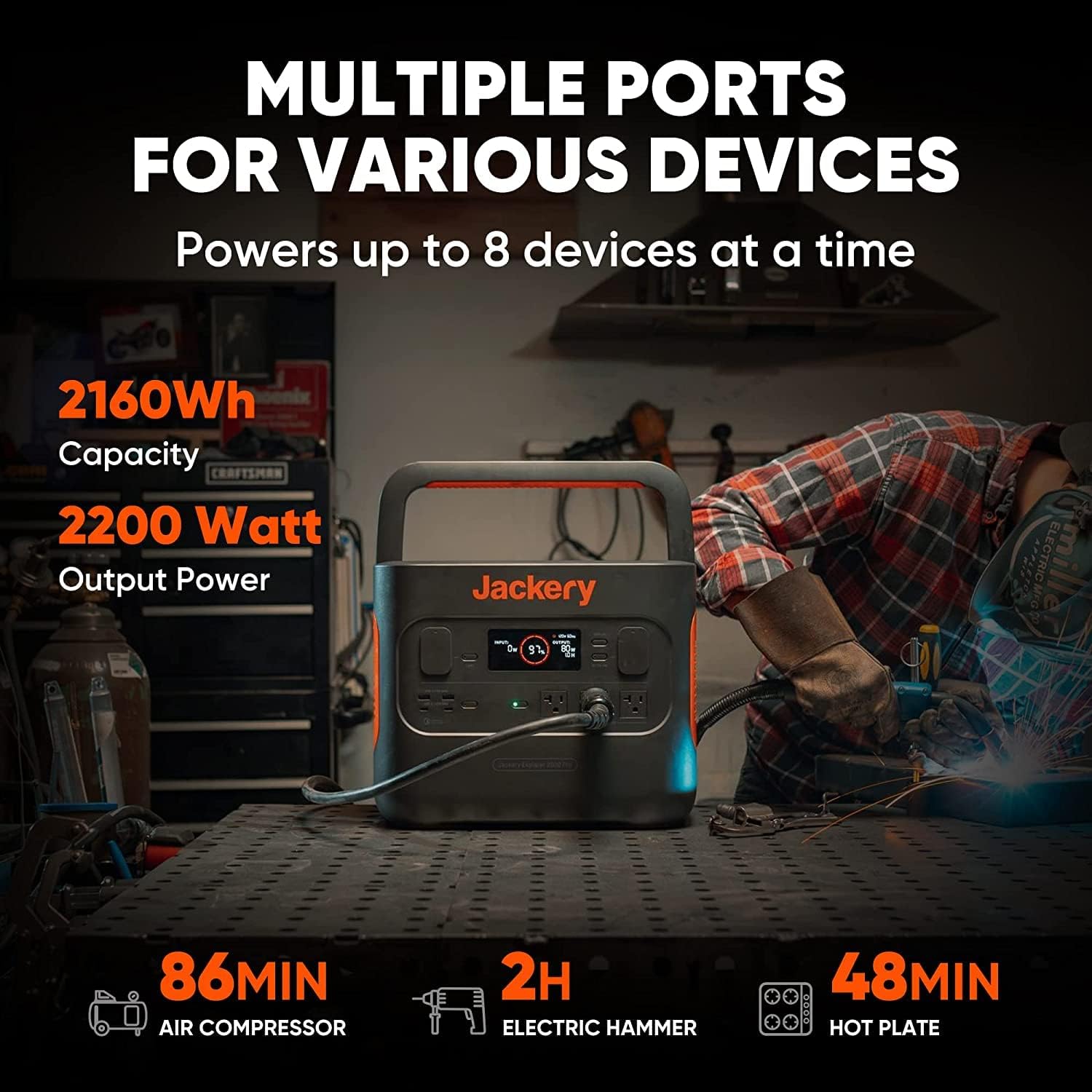 Jackery Explorer 2000 PRO Portable Power Station, 2160Wh, 2200W (Renewed) Z684