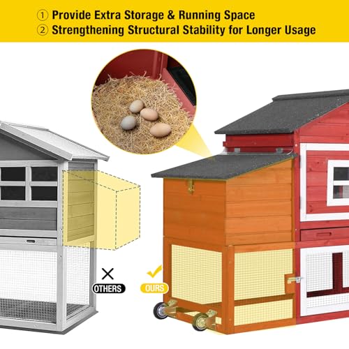 Aivituvin Chicken Coop Outdoor with Wheels, Wooden Hen House with Run T61910