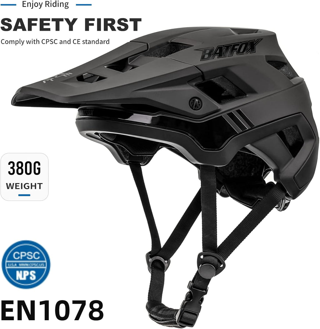 BATFOX Bike Helmet for Men Women Adults MTB Cycling Black L W9516