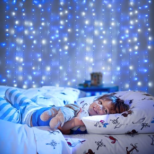 JMEXSUSS 300 LED Remote Control Christmas Curtain Lights, Warm White V64841