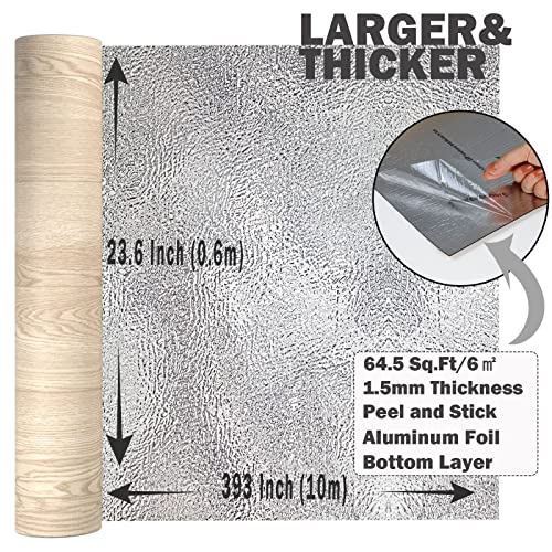 Oxdigi Peel and Stick Vinyl Flooring Roll 23"x393" Waterproof Wood Plank U1250