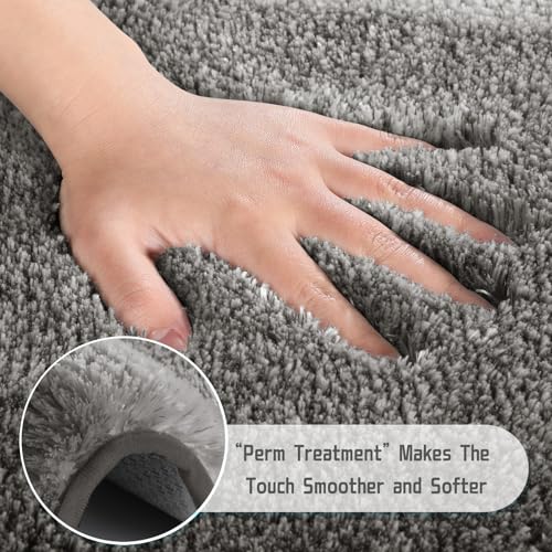 Yimobra Bathroom Rugs Mat, Non Slip Shaggy Shower Rug, 24"x17", Blue Gray V4100