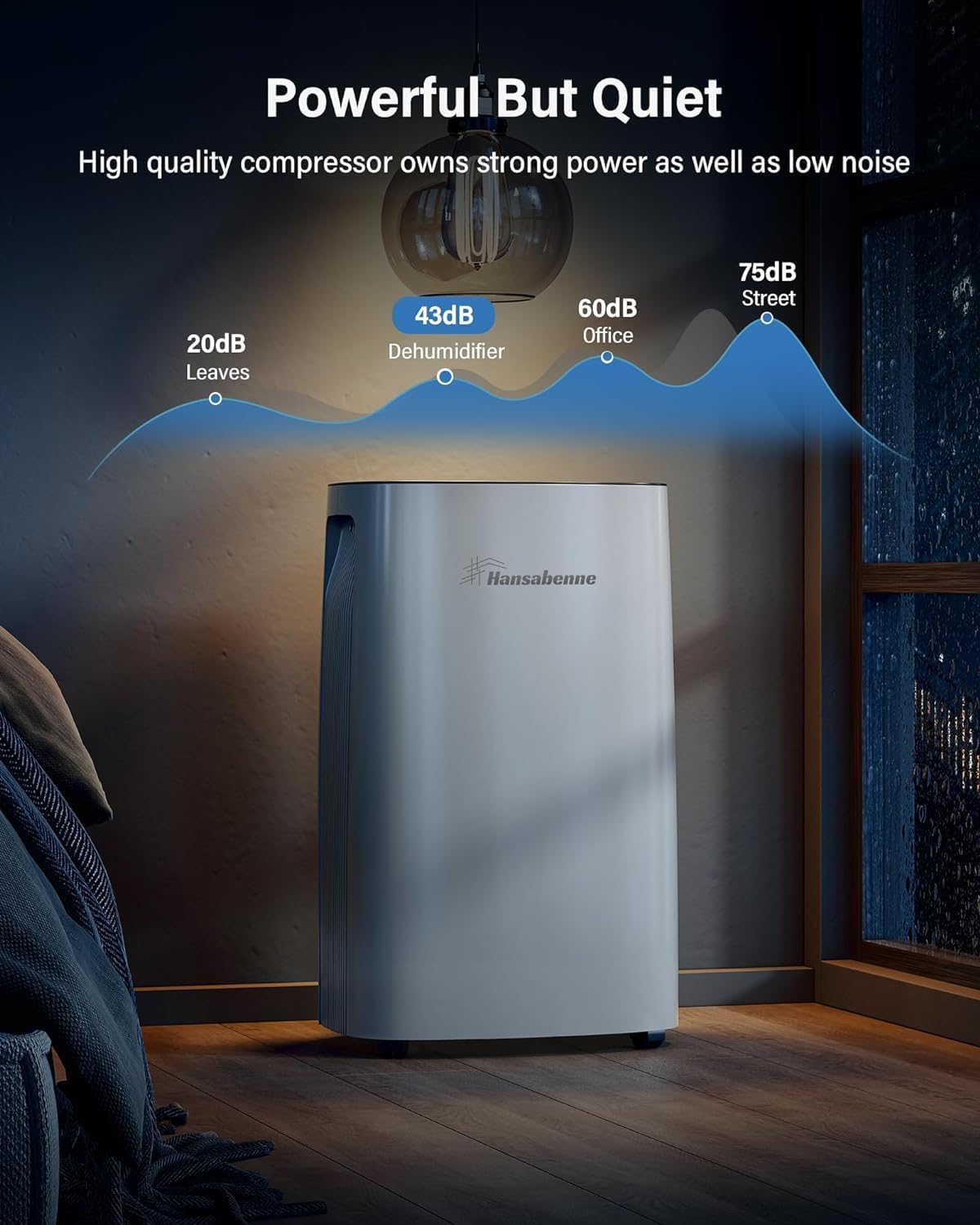50-Pint Dehumidifier for Basement and Large Rooms, 4500 Sq. Ft, Quiet Auto Drain J509