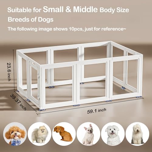 Transparent Dog Playpen with Wall Anchor, 23.6" H, 10 Panels, White N19944