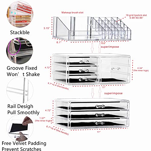 Cq Acrylic Clear Makeup Organizer 11 Drawer Stackable Storage Box W593304