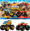 Hot Wheels Monster Trucks Toy Trucks 2-Pack, Demolition Doubles Set of 2 Vehicles in 1:64 Scale, for Kids & Collectors (Styles May Vary)