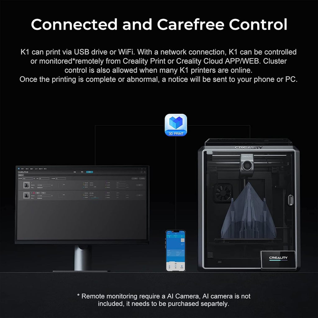 Creality K1 3D Printer, 600mm/s High Speed, WiFi Control, Auto Leveling N73468