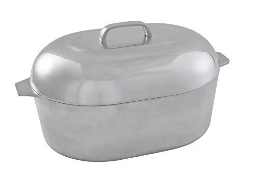 IMUSA USA Heavy Duty Cajun Aluminum Stock Pot 14 Quart and Oval Roaster 18" H44091